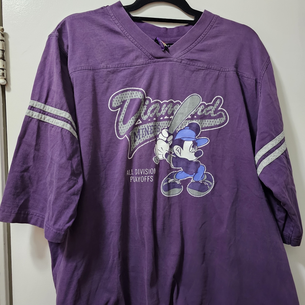 Vintage 90's Women's Plus Size Mickey Mouse Diamond Miners Jersey. Size 22-24.